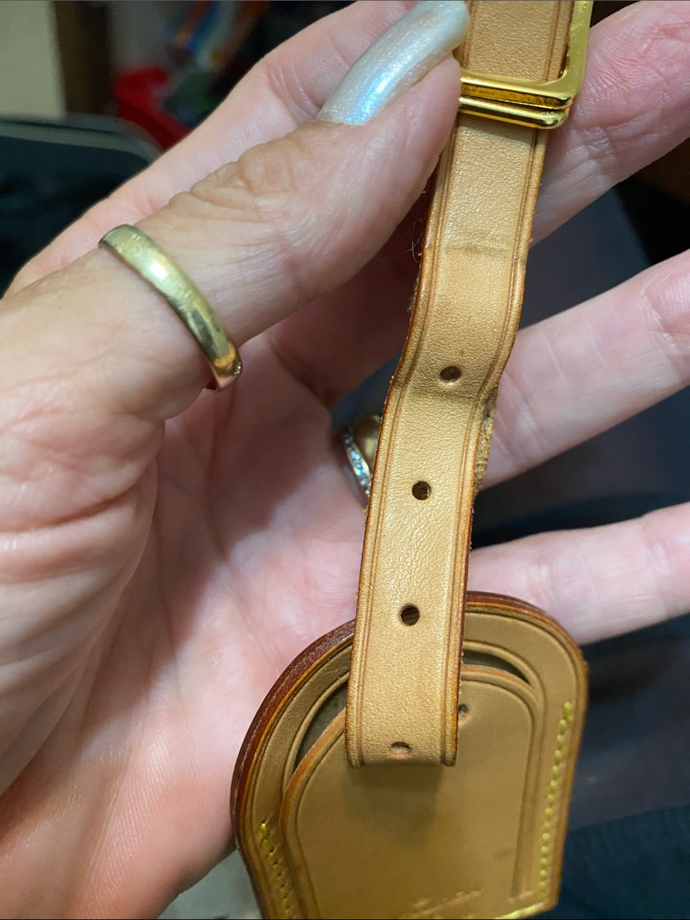 Louis Vuitton Tan Leather Luggage Tag with Gold-Tone Buckle - Picture 9 of 11